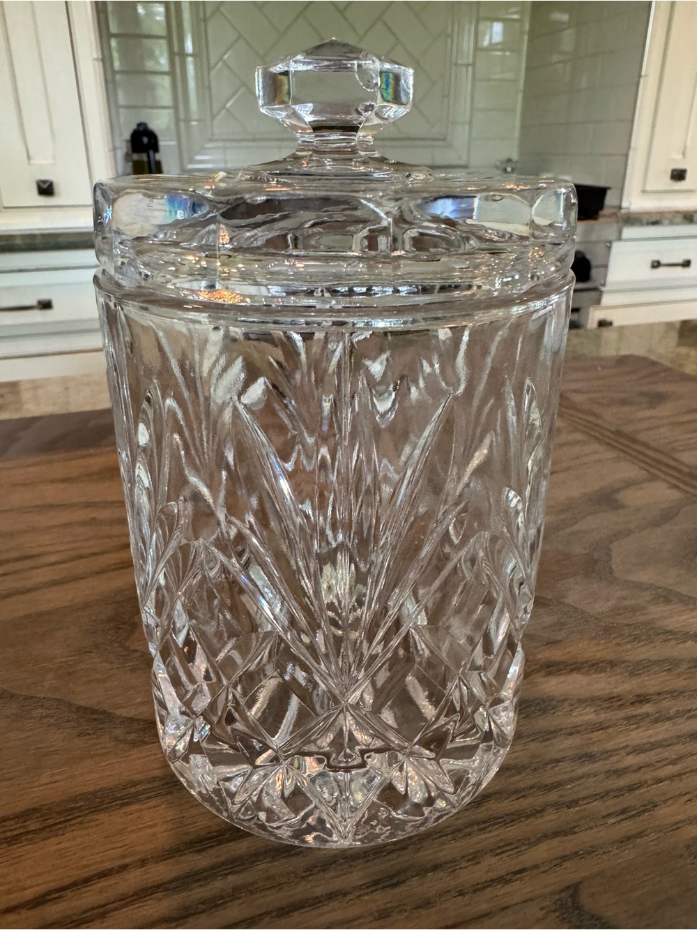 Vintage Bohemia Czech Republic 24% Lead Crystal Lidded Biscuit Jar 6.5”